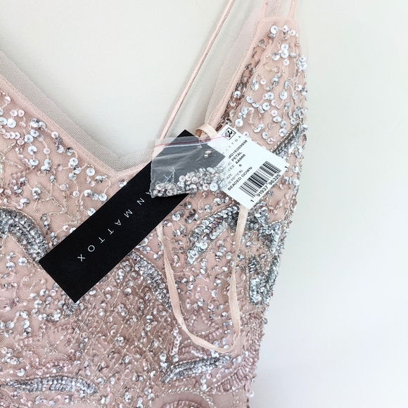 NEW AIDAN MATTOX Petal Blush Deco Beaded Sequin Formal Evening Maxi Gown Dress - Picture 9 of 12